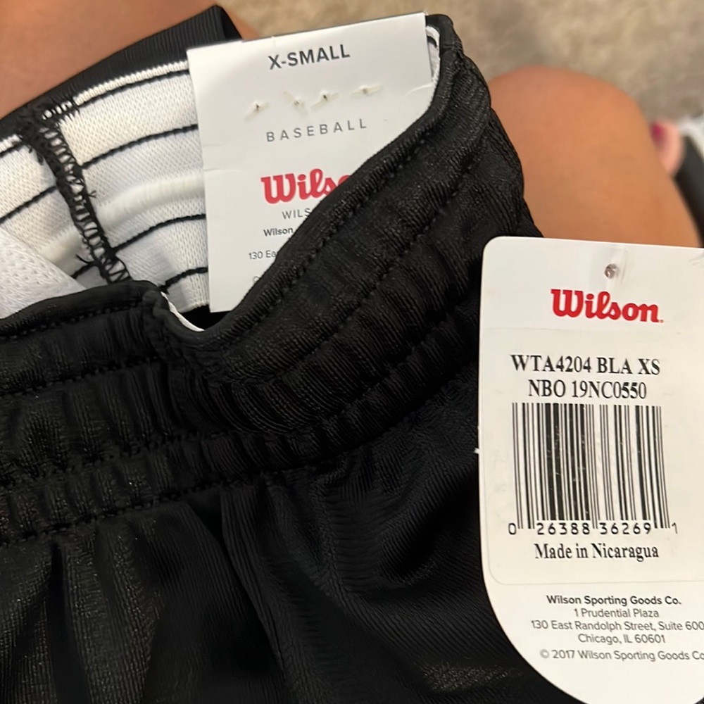 NWT Wilson Youth XS Black Baseball Pants